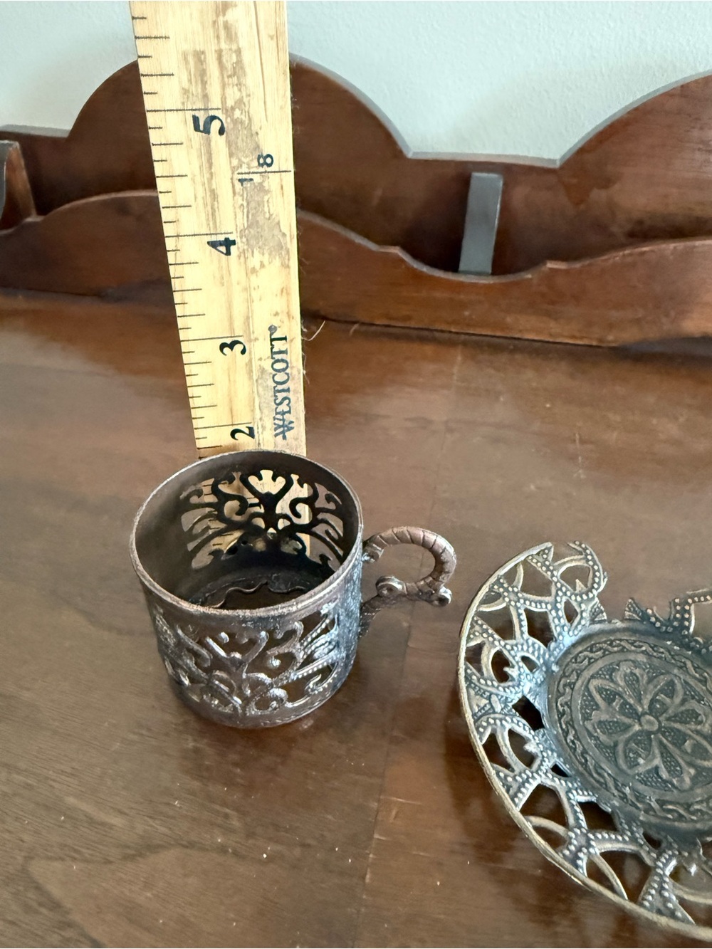 TURKISH ARABIC COFFEE CUP HOLDER Comes With One Saucer That’s Broken - Picture 9 of 9